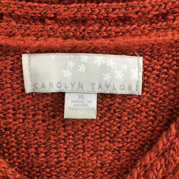 Carolyn Taylor Women's Pullover Sweater, Orange Batwing Sleeve, V-Neck Casual Kn - Picture 4 of 10